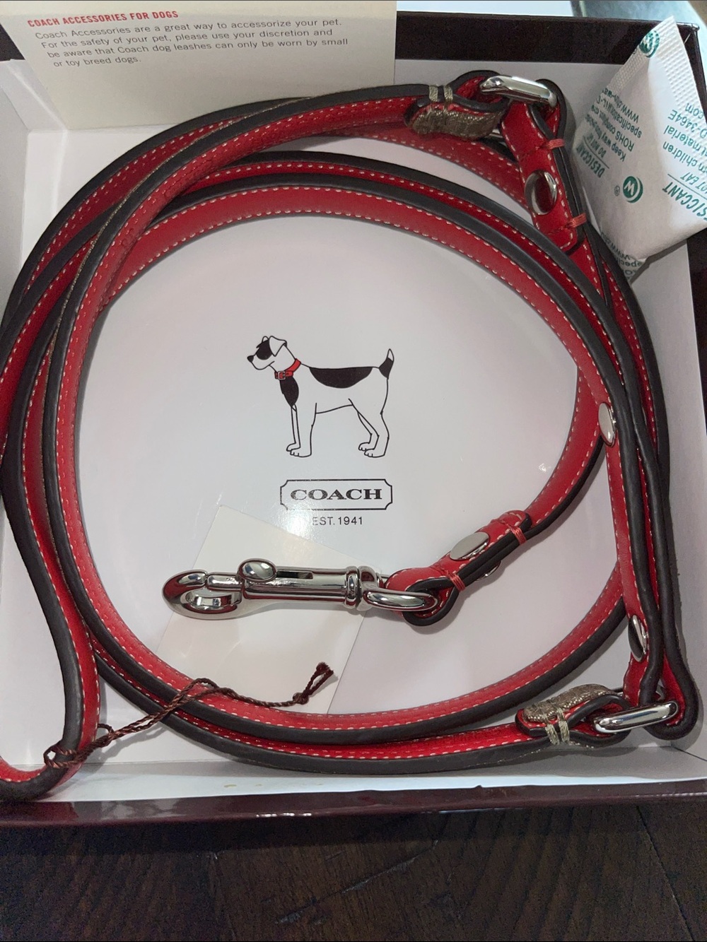 Coach Small/Miniature dog leash black 50" FS4005 NWT